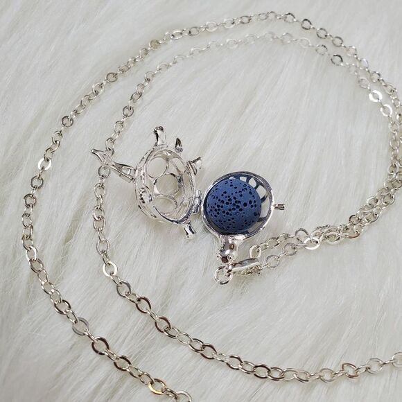 Aromatherapy necklace turtle shape with natural lava rock stone - Picture 5 of 11